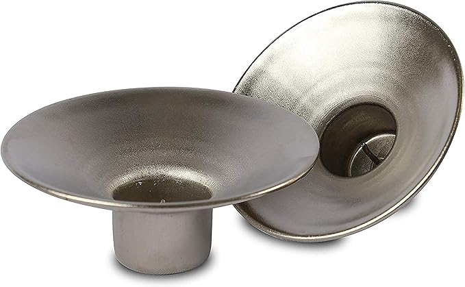 Ner Mitzvah Reusable Metal Candlestick Liners and Drip Guards - Safety Pin Holds Candles in Place - Nickel Plated Protector Bobeches - Silver - 2 Pack