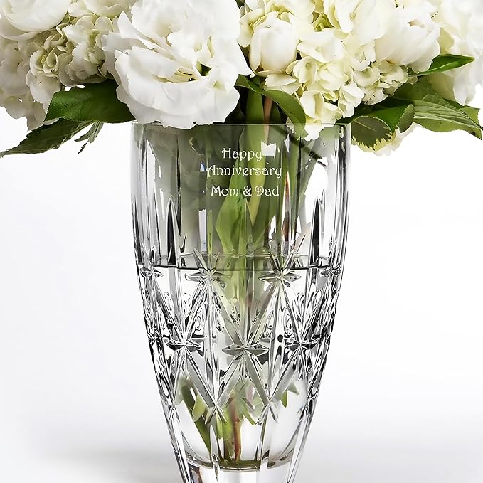 Marquis by Waterford Personalized 9" Sparkle Vase, Custom Engraved Crystal Vase for Flowers, Elegant Home Decor