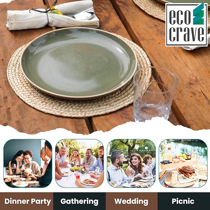 Eco Crave Jute Round Woven Placemats Set of 6, Natural 13 Inch Boho Farmhouse Rustic Hand Woven Place mat for Dining Table Decor, Wicker Chargers Heat Resistant Easy to Clean and Non-Slip Placemat