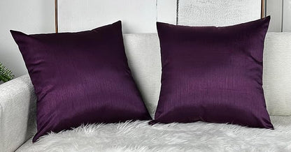Aiking Home 20x20 Inches Faux Silk Square Throw Pillow Cover, Zipper Closure, Eggplant (Set of 2)