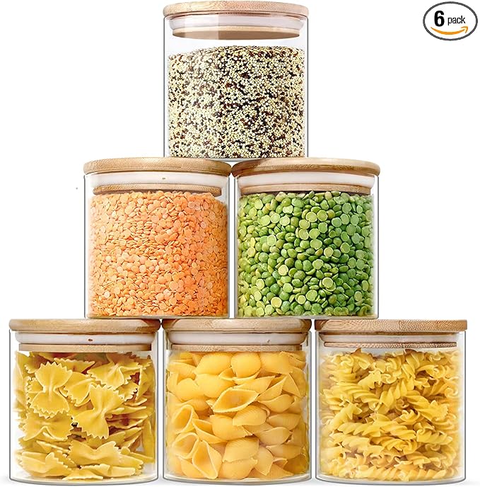 Urban Green Glass Jars with Airtight Lids, Airtight Glass Canisters with Locking Lids, (Bamboo-20oz)