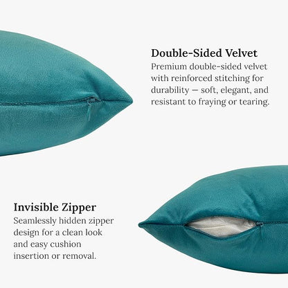 RELY+ Pack of 2 Throw Pillow Covers 16x16 Inch Velvet Soft Cozy Solid Decoration Gifts Pillow Covers Luxury Cushion Case for Sofa Couch Bedroom Living Room (Teal, 20 x 20)