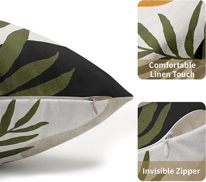 Spring Boho Pillow Covers 12x20 Set of 2 Abstract Mid Century Throw Pillow Covers Green Pillowcase Linen Decoration Farmhouse Soft Decorative Aesthetic Cushion Case Couch for Indoor Outdoor Home Decor