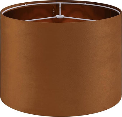 GO&SO Large Lampshade Replacement,Burnt Orange Velvet Drum Lamp Shades Set of 1-16" Top x 16" Bottom x 12" High(Spider)- Modern Fabric Lampshade for Floor Lamps,Table Lamp -Assembly Require