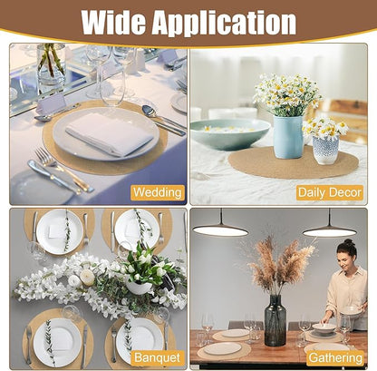 Aneco 150 Pieces Round Burlap Placemats 11.8 Inch Reusable Brown Table Mats Heat Resistant Natural Jute Fibers Placemats Burlap Circle Rustic Table Decorations for Dinner Holiday Farmhouse Decor