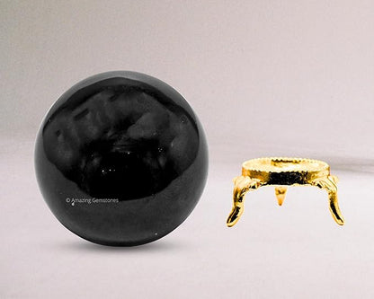 Amazing Gemstone Black Tourmaline Crystal Ball with Stand - 2.5" Inches Large Crystal Sphere Meditation Balls for Witchcraft and Decorative Balls
