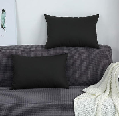 TangDepot Handmade Decorative Solid 100% Cotton Canvas Throw Pillow Covers/Pillow Shams, (12"x20", Charcoal Gray)