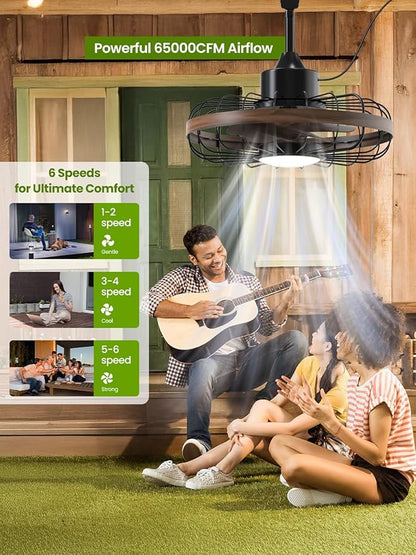 Outdoor Ceiling Fans with Light for Patios Waterproof, 18 Inch Ceiling Fan Smart APP & Remote Control, 6 Speeds, 3 Color Temperatures, Gazebo Fan Lights Outdoor Ceiling Fans for Patio,Porch