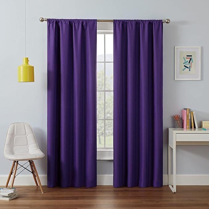 ECLIPSE Kendall Modern Blackout Thermal Rod Pocket Window Curtain for Bedroom or Living Room (1 Panel), 42" x 54", Purple