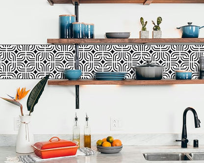 FLFK Wallpaper Border - Black and White Peel and Stick Wall Borders Decal Trim Geometric Pattern 9" x 240"