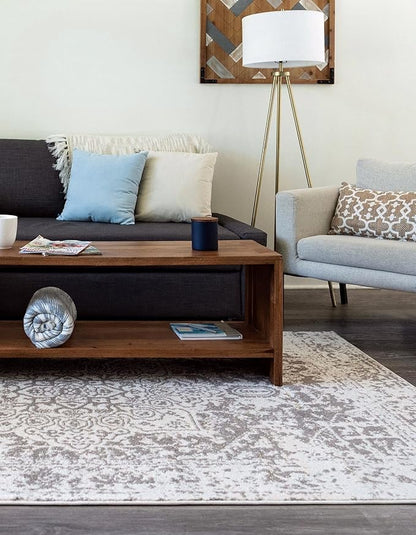 Rugs.com Arlington Collection Rug – 10' x 13' White Medium-Pile Rug Perfect for Living Rooms, Large Dining Rooms, Open Floorplans