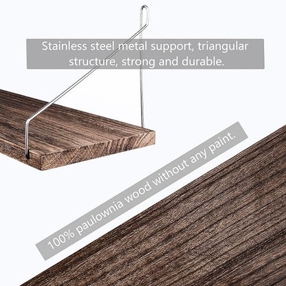 MITIME Floating Shelves Set of 3 Rustic Solid Wood Floating Shelf Wall Storage Shelves for Living Room, Bedroom, Bathroom, Kitchen Laundry, Office.no Drill Shelf(Retro Color L+L+L)