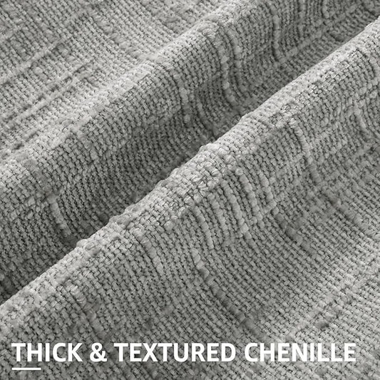 decorUhome Neutral Grey Chenille Throw Pillow Covers 18x18 Set of 2 Textured Slubby Couch Pillow Covers Farmhouse Accent Modern Neutral Decorative Pillow Cases for Bed Sofa Living Room