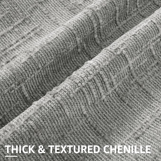 decorUhome Neutral Grey Chenille Throw Pillow Covers 20x20 Set of 2 Textured Slubby Couch Pillow Covers Farmhouse Accent Modern Neutral Decorative Pillow Cases for Bed Sofa Living Room