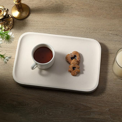Koville Marble Tray, 12"x8" Marble Vanity Tray for Bathroom Kitchen Countertop, Rectangular Stone Tray for Cosmetics Perfume Trinket, Decorative Catchall Trays (Lymra Limestone)