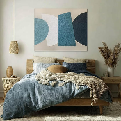 LEVERUP Square Pattern Painting Art Modern Abstract Wall Artwork Colorful Wall Decorations for Dining Room Living Room Kitchen 32×40 Inchs Ready To Hang