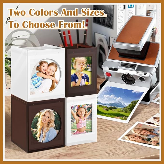 Acrylic Polaroid Picture Frame and Photo Storage Box with Magnetic Sliding Cover for Instax Mini Polaroid Film, 4.2’’x3.5’’ Instax Frame, Picture Frame,Wedding Guest Book Alternative for Reception