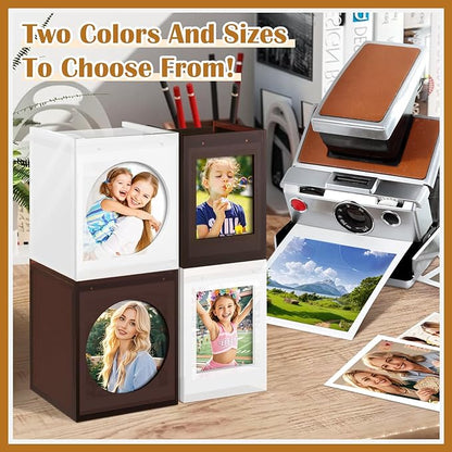 DARCKLE Mini Polaroid Frame & Photo Storage Box,4.2’’x3.5’’ Instax Frame,With magnetic sliding cover for Polaroid i-Type/600/SX-70 Film/Instax Mini Film,Wedding Guest Book Alternative