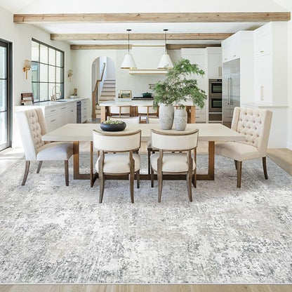 8x10 Area Rugs for Living Room, Washable Modern Abstract Large Area Rug Neutral Soft Non Slip Kids Rug Stain Resistant Indoor Carpet for Bedroom Dining Room Playroom Home Office(Beige Grey, 8'x10')