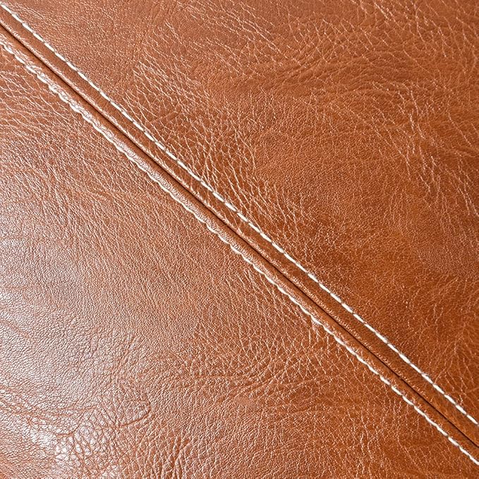 Fancy Homi 2 Packs Brown Boho Long Lumbar Faux Leather Decorative Throw Pillow Covers 14x24 Inch for Living Room Couch Bed, Hand Stitched Rectangle Cushion Case, Rustic Modern Farmhouse Home Decor