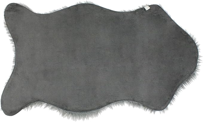 Nouvelle Legende Faux Fur Sheepskin Rug Single, Soft, Plush, Premium High-Pile Accent Rug for Bedrooms, Hallways & Living Spaces, Warm & Cozy, Faux Leather Backing, Easy Care, 23" x 40", Gray