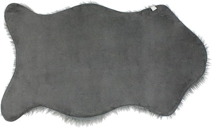 Nouvelle Legende Faux Fur Sheepskin Rug Single, Soft, Plush, Premium High-Pile Accent Rug for Bedrooms, Hallways & Living Spaces, Warm & Cozy, Faux Leather Backing, Easy Care, 23" x 40", Gray