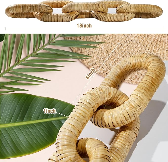 HUAXIN CRAFT H 5-Ring Rattan Woven Chain Link, Handmade Bohemian Farm Home Decoration - Coffee Table Decor