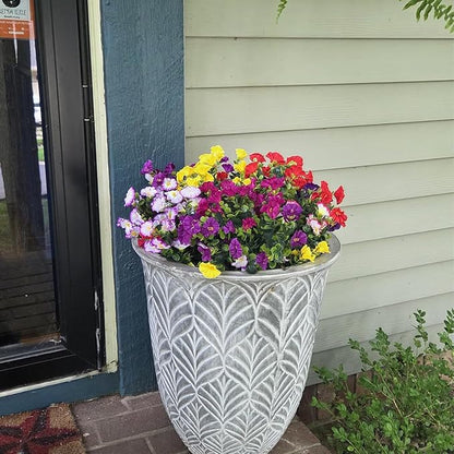 Artificial Fake Flowers Plant for Outdoors, 12 Bundles Faux Morning Glory UV Resistant Look Real Silk Flowers for Outside Planter Front Door Porch Patio Yard Decoration, (6 Multicolor)