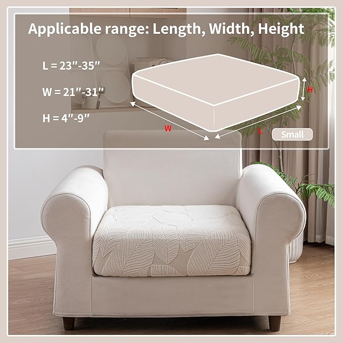 Couch Covers for Sectional Sofa, Washable Stretch Soft Sofa Cushion Covers L Shape Sofa Slipcovers Anti Slip Furniture Decor Protector for Pets (1PC Chair Cushion Cover,Ivory)