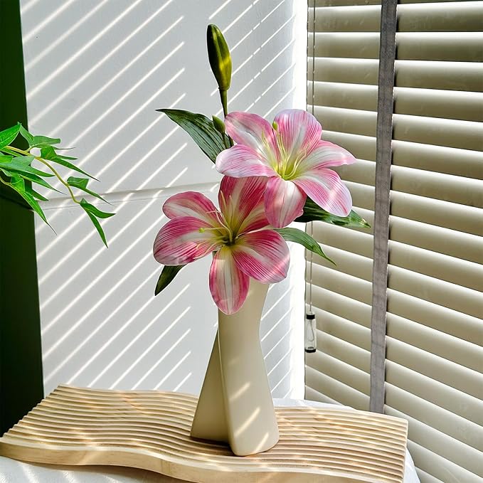 Twisted Ceramic Vase - 9" White Modern Sculptural Vase, Geometric Flower Holder for Table, Shelf & Mantel - Minimalist Home Decor