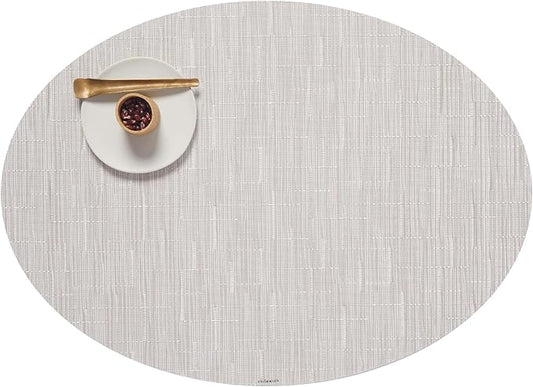 Chilewich Bamboo Placemats Set of 4 - Woven Oval Placemats - Reusable, Stain-Resistant, Indoor/Outdoor Tabletop Protection - 19" x 14" - Coconut