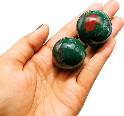 Amazing Gemstone Bloodstone Crystal Ball - 1" Inches Crystal Sphere Meditation Balls for Witchcraft and Decorative Balls - Crystals and Healing Stones Beginners Gift (Pack of 1)