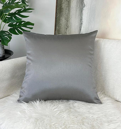 Aiking Home 24x24 Inches Faux Silk Square European Shams, Zipper Closure, Charcoal (Set of 2)