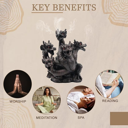 Hosley 120pk Bulk Buy 8.5 Inch High Resin Dragon Decor Statue/Incense Cone Burner Smoking Dragon Holder. Ideal for Spa and Aromatherapy Suggested for use with Hosley Brand Incense Cones