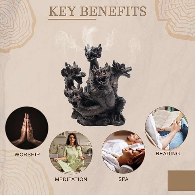 Hosley 12pk Bulk Buy 8.5 Inch High Resin Dragon Decor Statue/Incense Cone Burner Smoking Dragon Holder. Ideal for Spa and Aromatherapy Suggested for use Brand Incense Cones