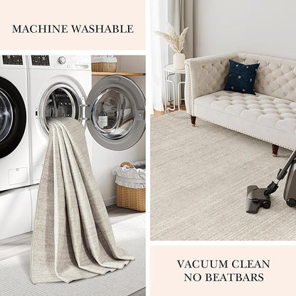 Valenrug Washable Rugs 2x5 - Stain Resistant 2x5 Area Rugs for Living Room, Non Slip Backing Large Area Rugs for Bedroom, Folable Machine Washable Area Rug (2'x5', Beige)