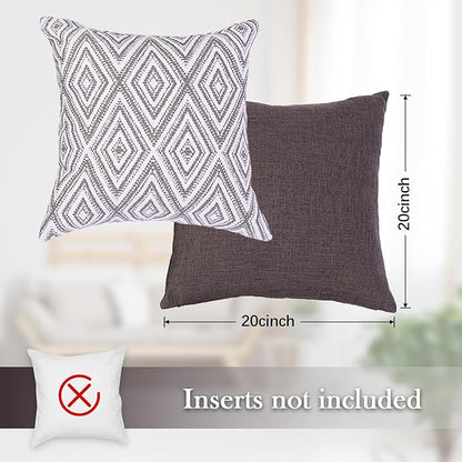 HPUK Decorative Throw Pillow Covers Set of 4 Couch Pillows Accent Cushion Cover for Couch Sofa Living Room, 20"x20" inches, Natural