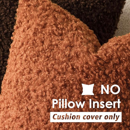 Foindtower 2 Pieces 16x16 Inch Burnt Orange, Faux Fur Throw Pillow Cover Accent Sherpa Furry Pillow Cover Fuzzy Soft Pillowcases Cozy Sheepskin Decorative Fleece Cushion Case for Bed Couch Living Room