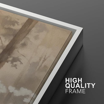 MUDECOR Framed Wall Art Print Set Neutral Forest Landscape Beige and Gray Watercolor Illustrations Realism Decorative for Living Room, Bedroom, Office - 24"x36"x3 White