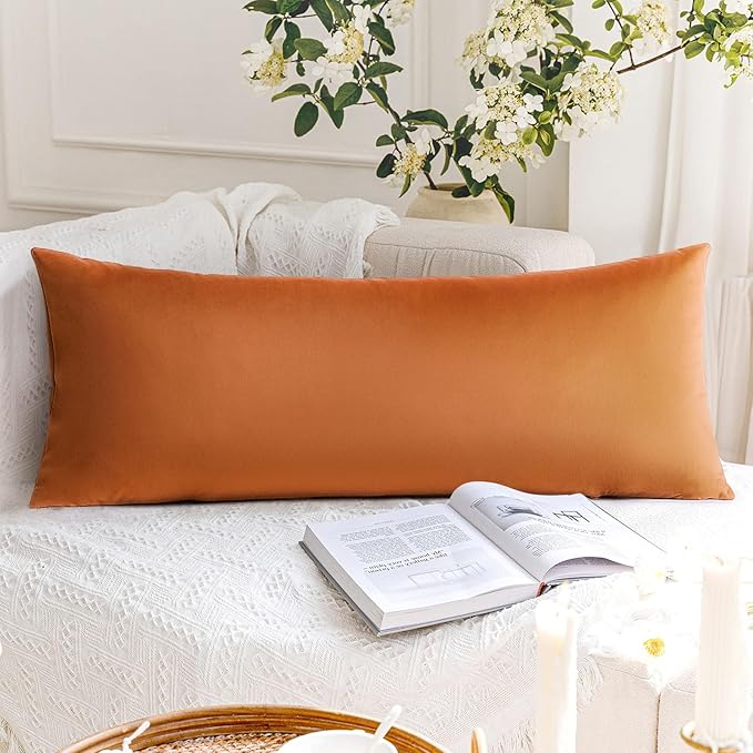 Artscope Luxury Velvet Lumbar Pillow Cover Super Soft Decorative Rectangle Throw Pillow Covers Case Cushion Covers for Sofa Couch Bedroom Car Decor 14x36 Inch Orange