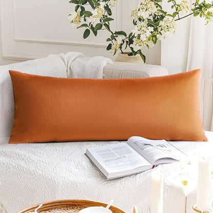 Artscope Luxury Velvet Lumbar Pillow Cover Super Soft Decorative Rectangle Throw Pillow Covers Case Cushion Covers for Sofa Couch Bedroom Car Decor 14x36 Inch Orange