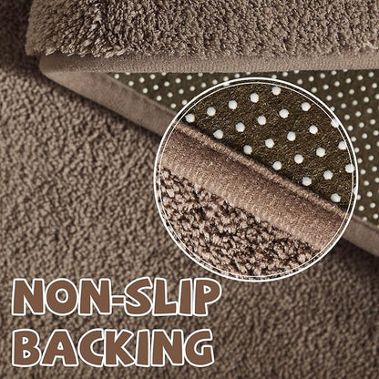 jinchan Solid Plush Area Rug 5x7 Performance Shaggy Washable Rug Indoor Soft Modern Faux Wool Cozy Non Slip Carpet for Living Room Kids Room Bedroom Dining Room Nursery Brown