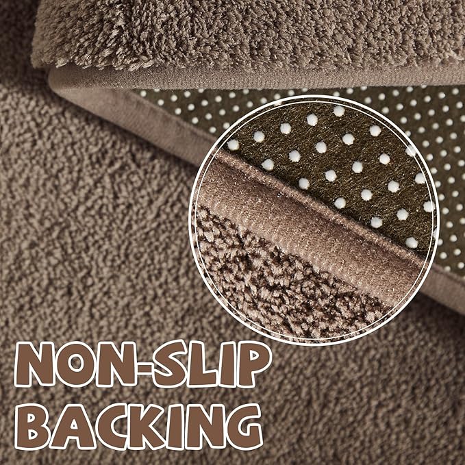 jinchan Solid Plush Area Rug 2x3 Performance Shaggy Washable Rug Indoor Entryway Doormat Soft Modern Faux Wool Cozy Non Slip Carpet for Living Room Kid Room Bedroom Nursery Brown