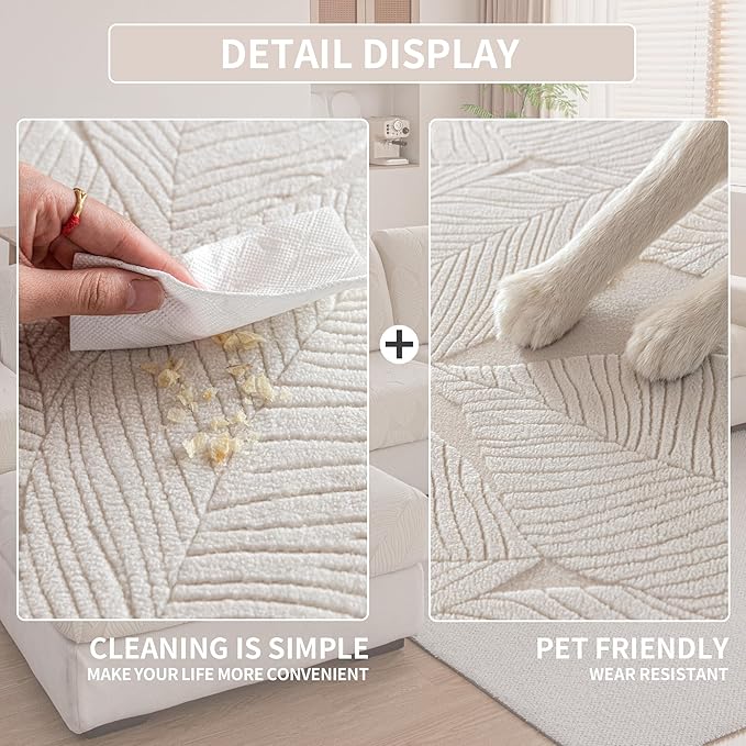 Couch Covers for Sectional Sofa, Washable Stretch Soft Sofa Cushion Covers L Shape Sofa Slipcovers Anti Slip Furniture Decor Protector for Pets (1PC Chair Cushion Cover,Ivory)