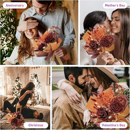 HUACHIPLUS Preserved Rose Bouquets: Fresh Flowers Bouquet- Romantic Gifts for Mom Wife Girlfriend Women-Flowers for Delivery Prime on Valentines Day Anniversary Mothers Day Birthday (Ancora Red)