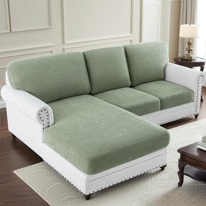 H.VERSAILTEX Super Stretch Individual Jacquard Couch Cushion Covers Furniture Protector Spandex Anti-Slip Soft Thickened Slipcovers Easy Install, (1 PC, Back Couch Cover, Sea Grass)