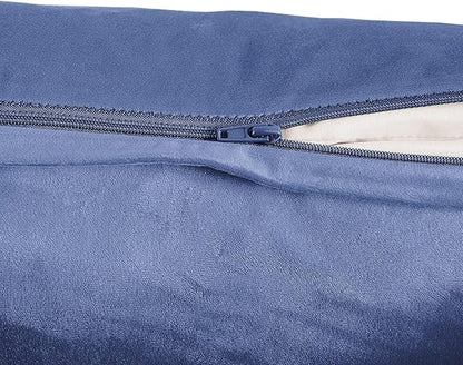 FY FIBER HOUSE Pack of 2 Velvet Throw Pillow Covers Decorative Pillowcase Soft Solid Cushion Cover, 18 x 18 Inch, Stone Blue