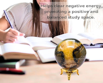 Amazing Gemstone Septarian Crystal Ball with Stand - 2.5 Inches Large Crystal Sphere Meditation Balls for Witchcraft and Decorative Balls