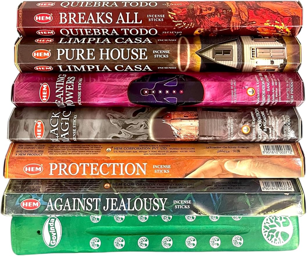 Hem Incense Sticks Variety Pack #-120 Insence-Sticks (6 Incents x 20 Insense) + Incense Stick Holder Bundle with 6 Themed Fragrances (Witchcraft)