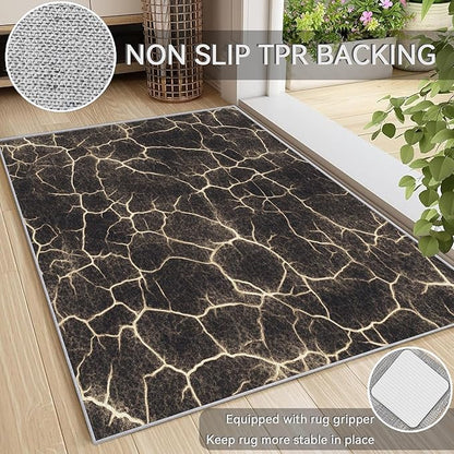 Abstract Rug 8x10 - Abstract Carpet, 2x3 Rug, Modern Marble Texture Rug & Home Decor, Contemporary Area Rug & Room Decor, Washable Non Slip Anti Skid Rugs